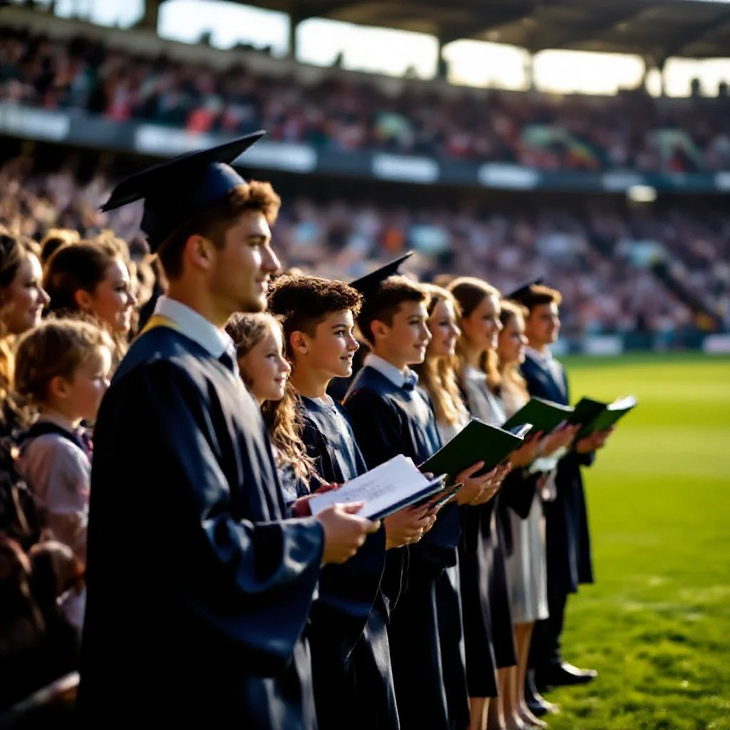 A youth academy graduation ceremony on the pitch