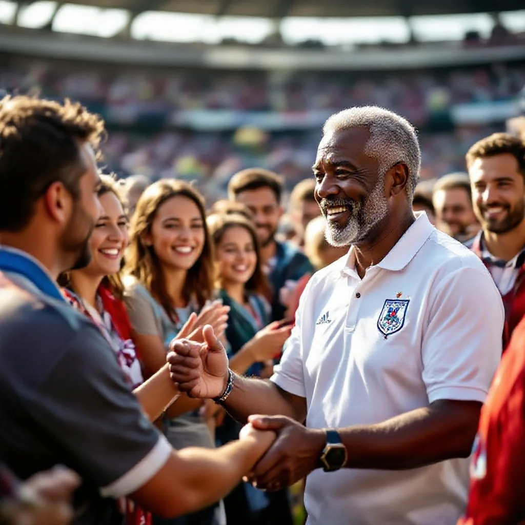 A former football star attending a charity match as a special guest