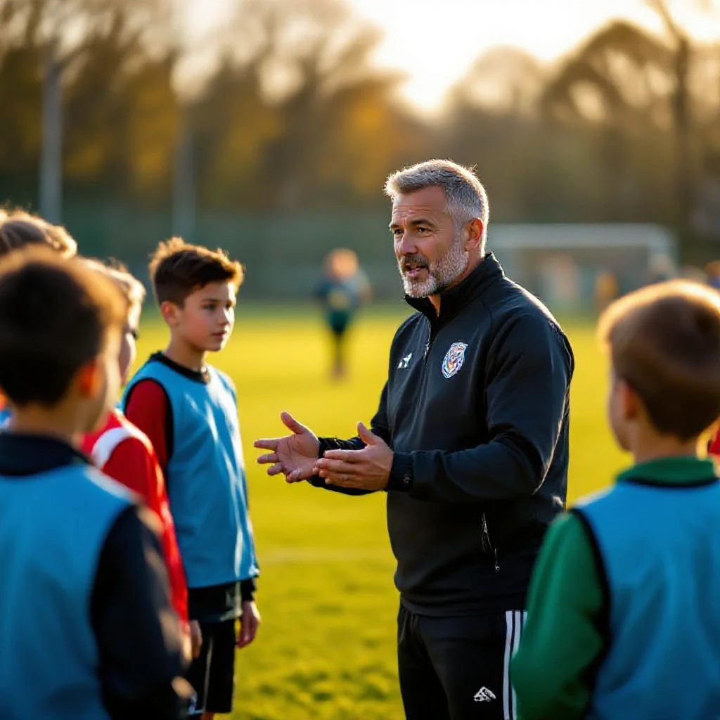 A former player coaching a youth academy session