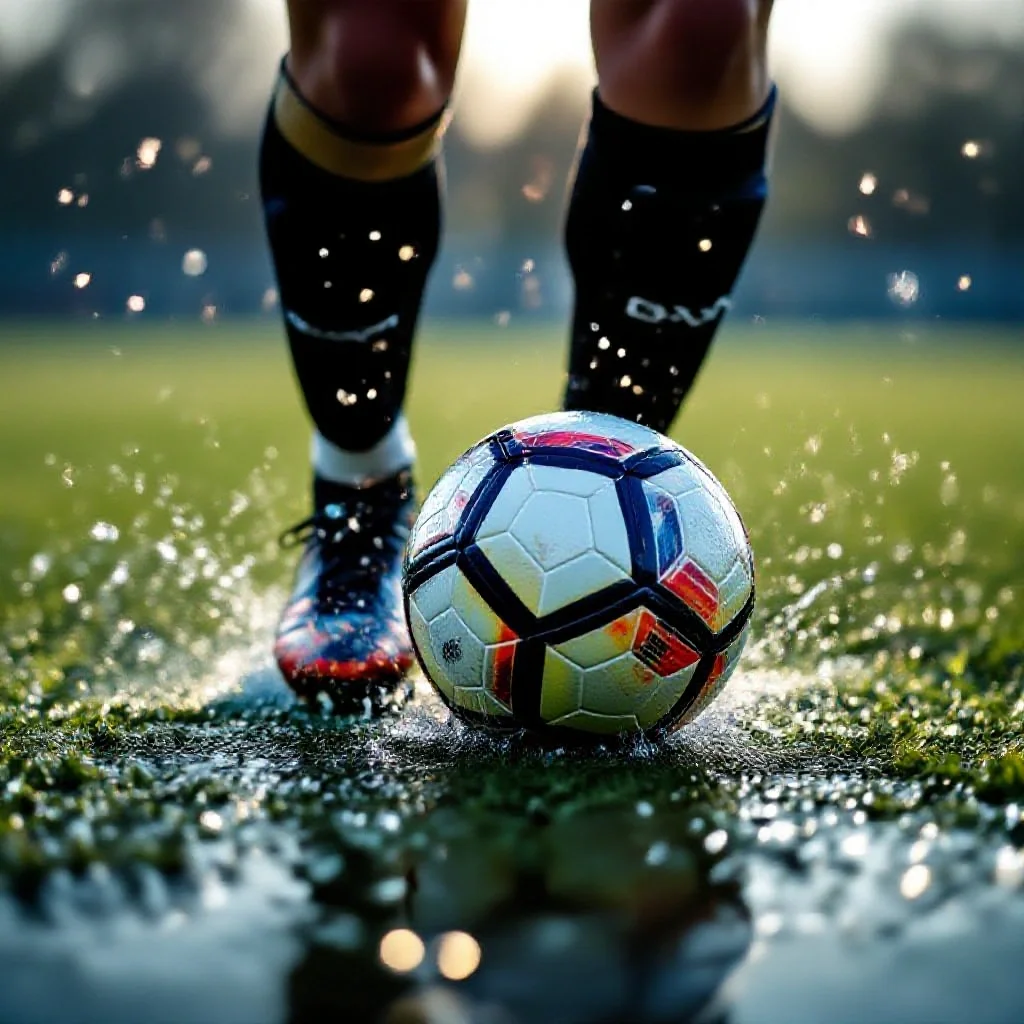 A female player’s boot making contact with a football