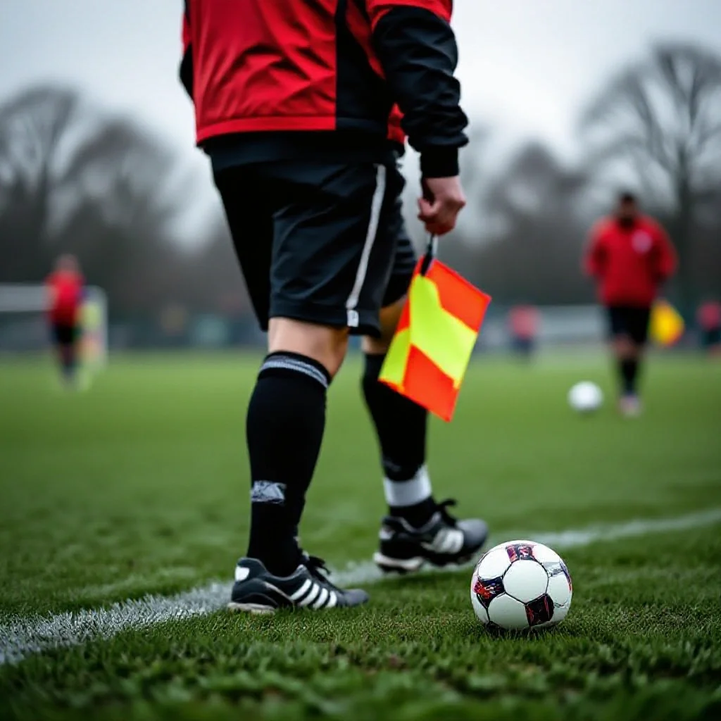 A volunteer referee with a basic kit and whistle