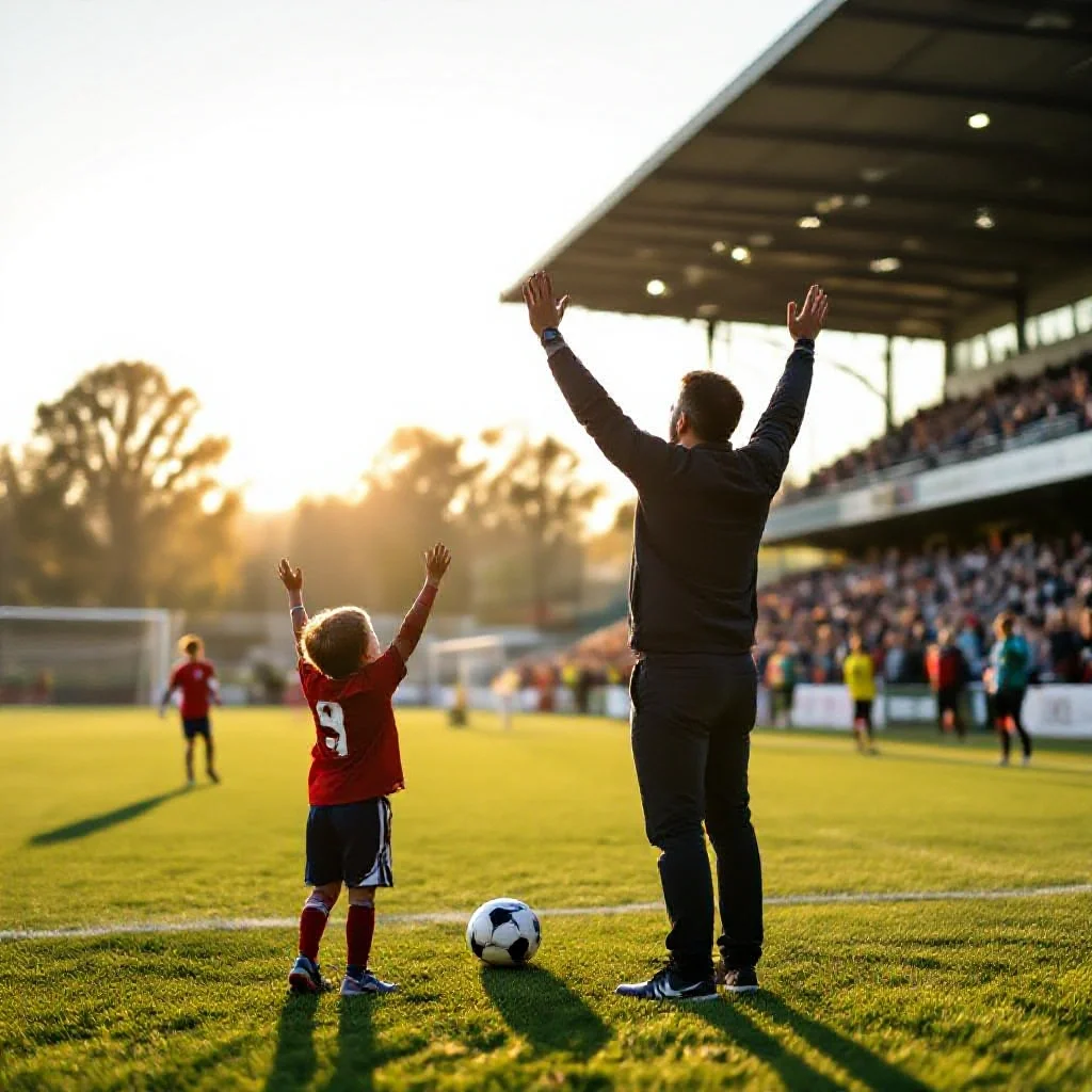 A parent standing at the edge of a youth match field