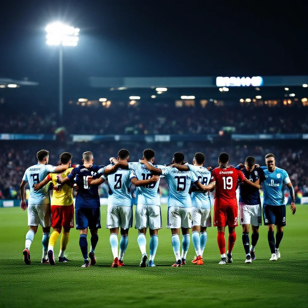 Players from both teams walking off the pitch after a final whistle