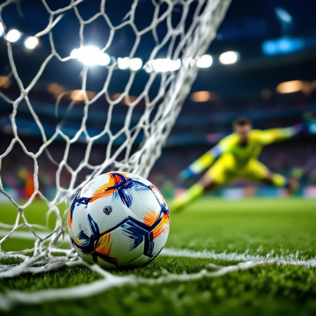 A match ball in the back of a goal net